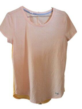 Under Armour Two Tone Yellow Run Short Sleeve Athletic Top